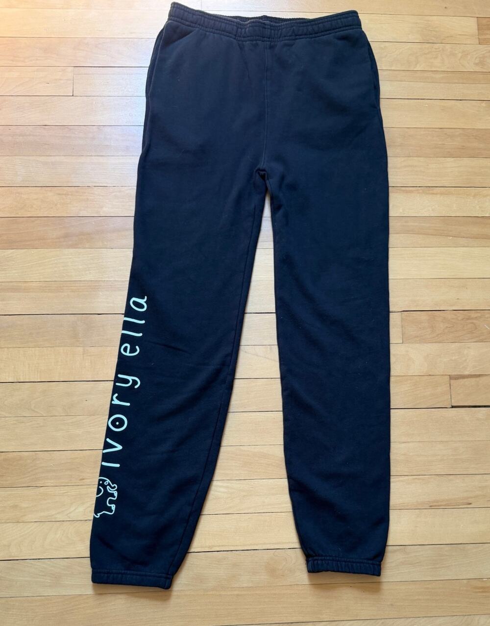 Ivory Ella Dark Brown Iconic Logo Fleece Jogger Sweatpants Size XS EUC